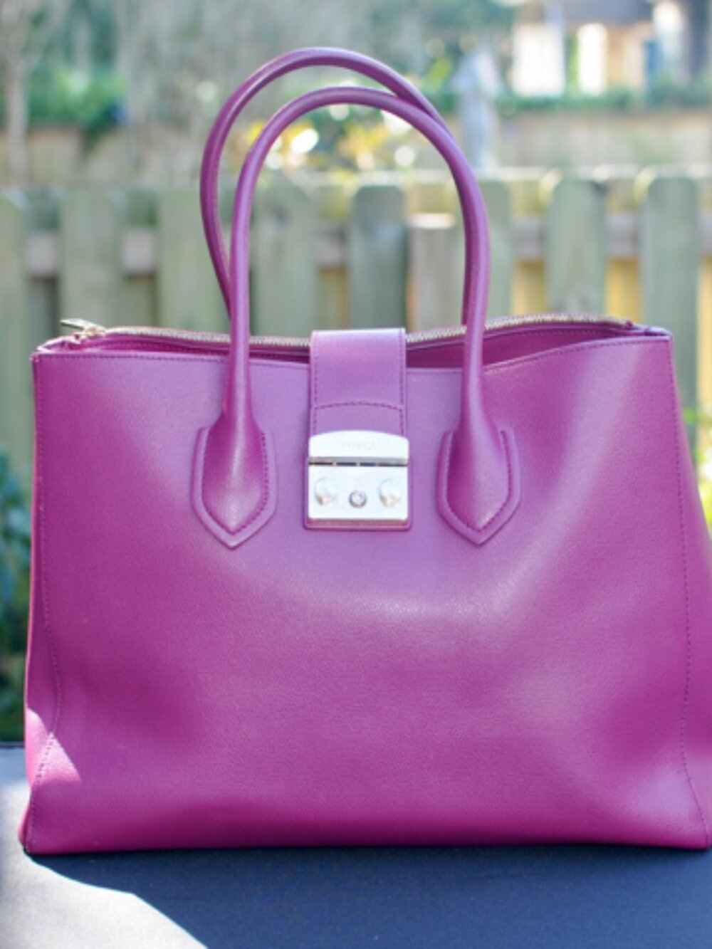 Furla Genuine Leather ToteBag-Berry Plum/Burgundy- Gold Tone Hardware
